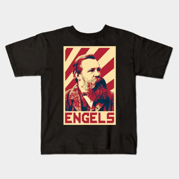 Friedrich Engels Retro Kids T-Shirt by Nerd_art